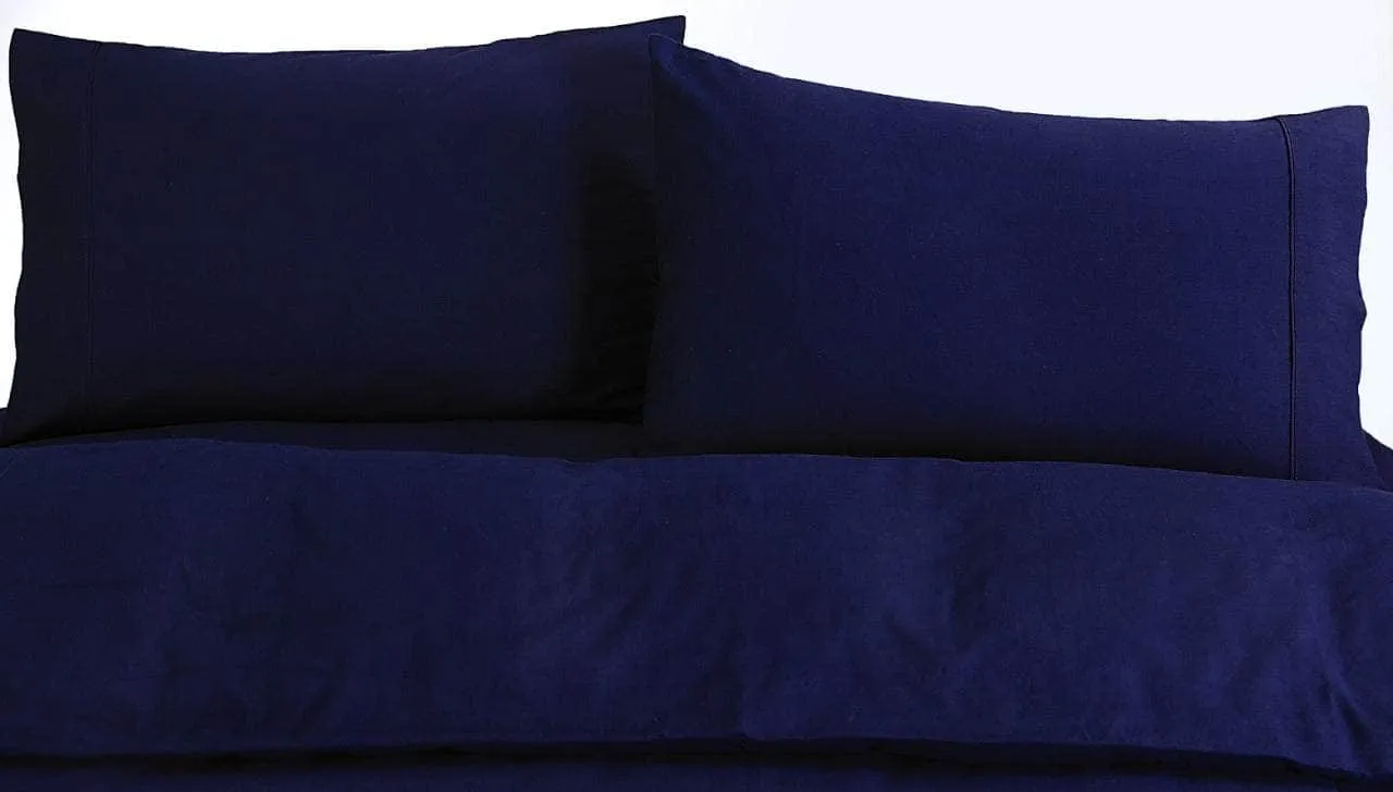 100% Egyptian Cotton Vintage Washed 500Tc Navy Blue Double Quilt Cover Set