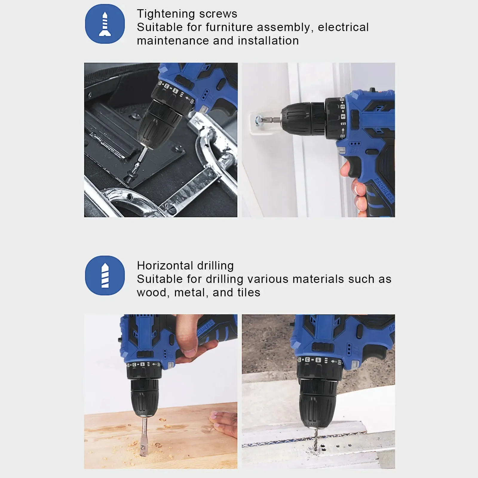 16.8V Brushless Screwdriver Lithium Electric Drill Rechargeable Hand Drill Screwdriver Electric Tool Torque Drill Power Tools