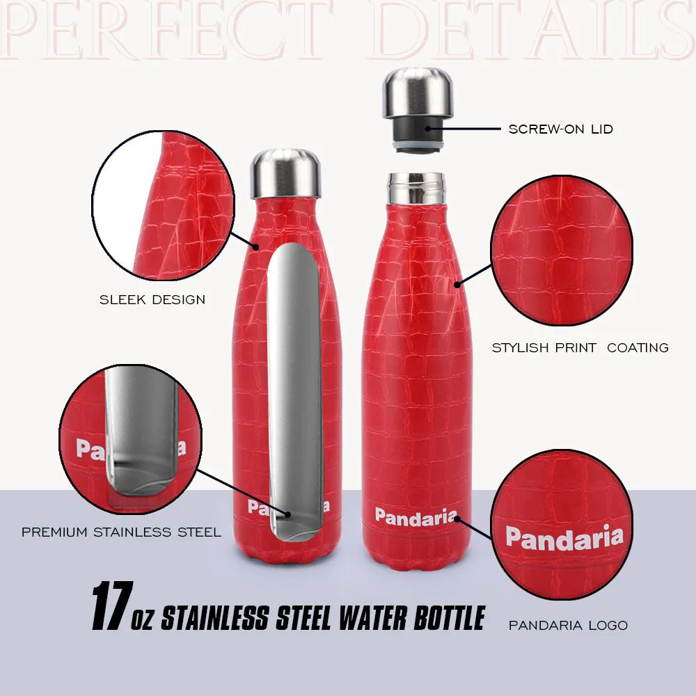 17oz Thermal Flask Vacuum Insulated Cola-Shaped Water Bottle,  Red Leather