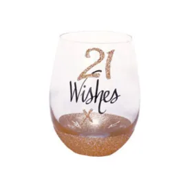 21st Birthday Stemless Gold Wine Glass