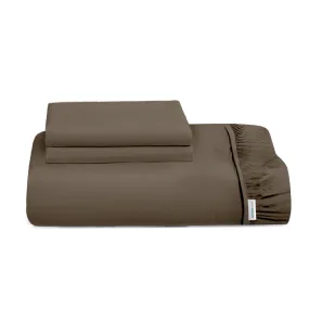 3 Piece Fitted Sheet Set Super Soft Khaki Single Size 90x200 20cm with 2 Pillow Case