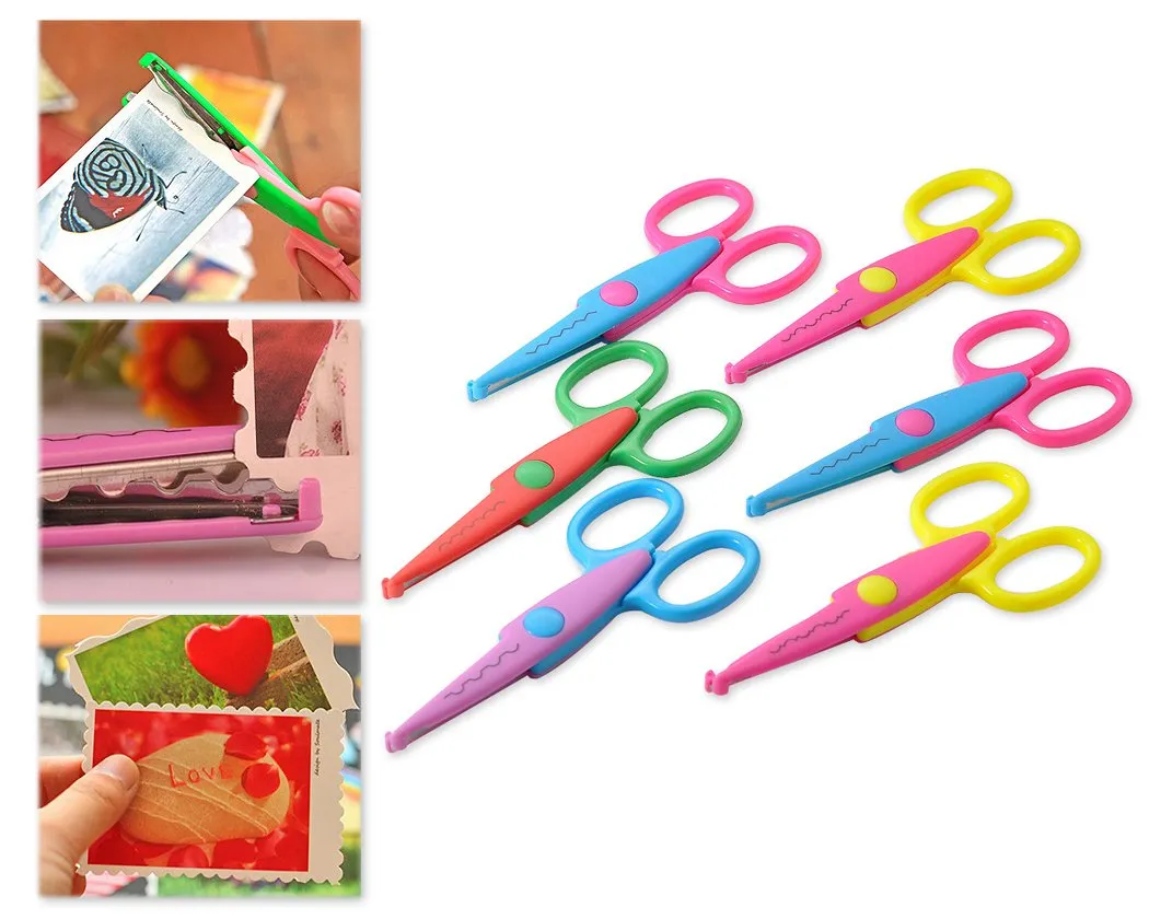 6 Pcs DIY Decorative Pattern Edged Pinking Shears Safety Scissors