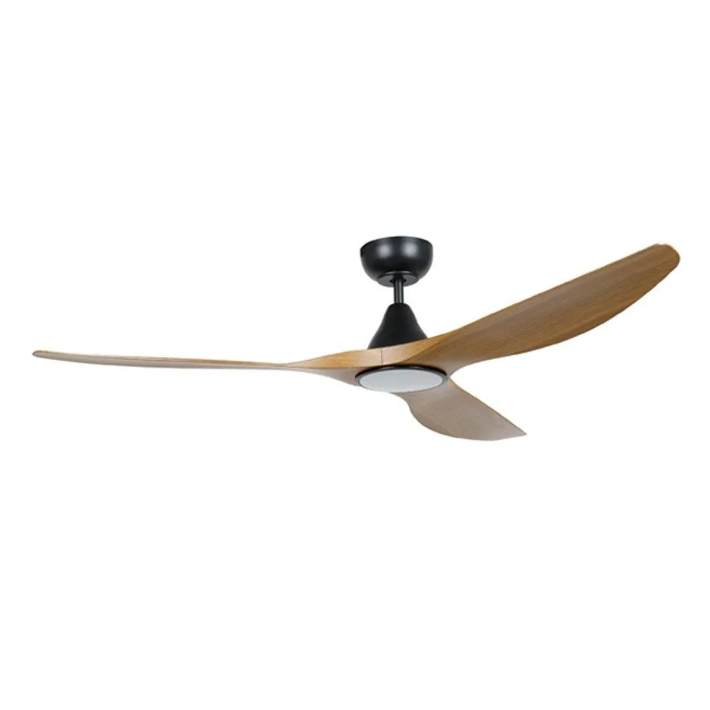 60" Surf DC Ceiling Fan and CCT Light 20w in White, Black, Oak/White or Teak/Black