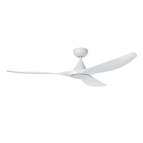 60" Surf DC Ceiling Fan and CCT Light 20w in White, Black, Oak/White or Teak/Black