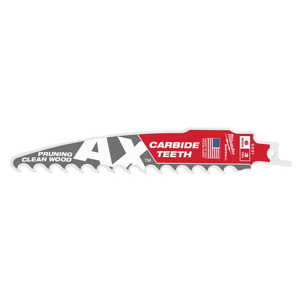 6" 3 TPI The AX™ with Carbide Teeth for Pruning & Clean Wood SAWZALL® Blade 1PK