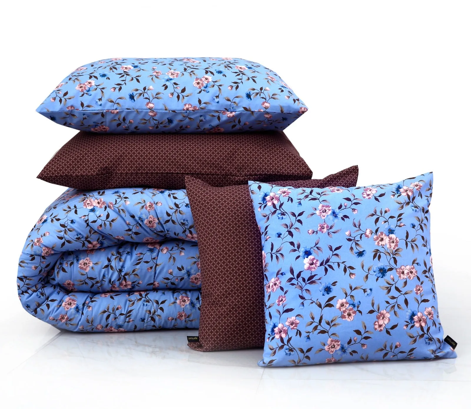 8 PCs Winter Comforter Set-Blue Patels