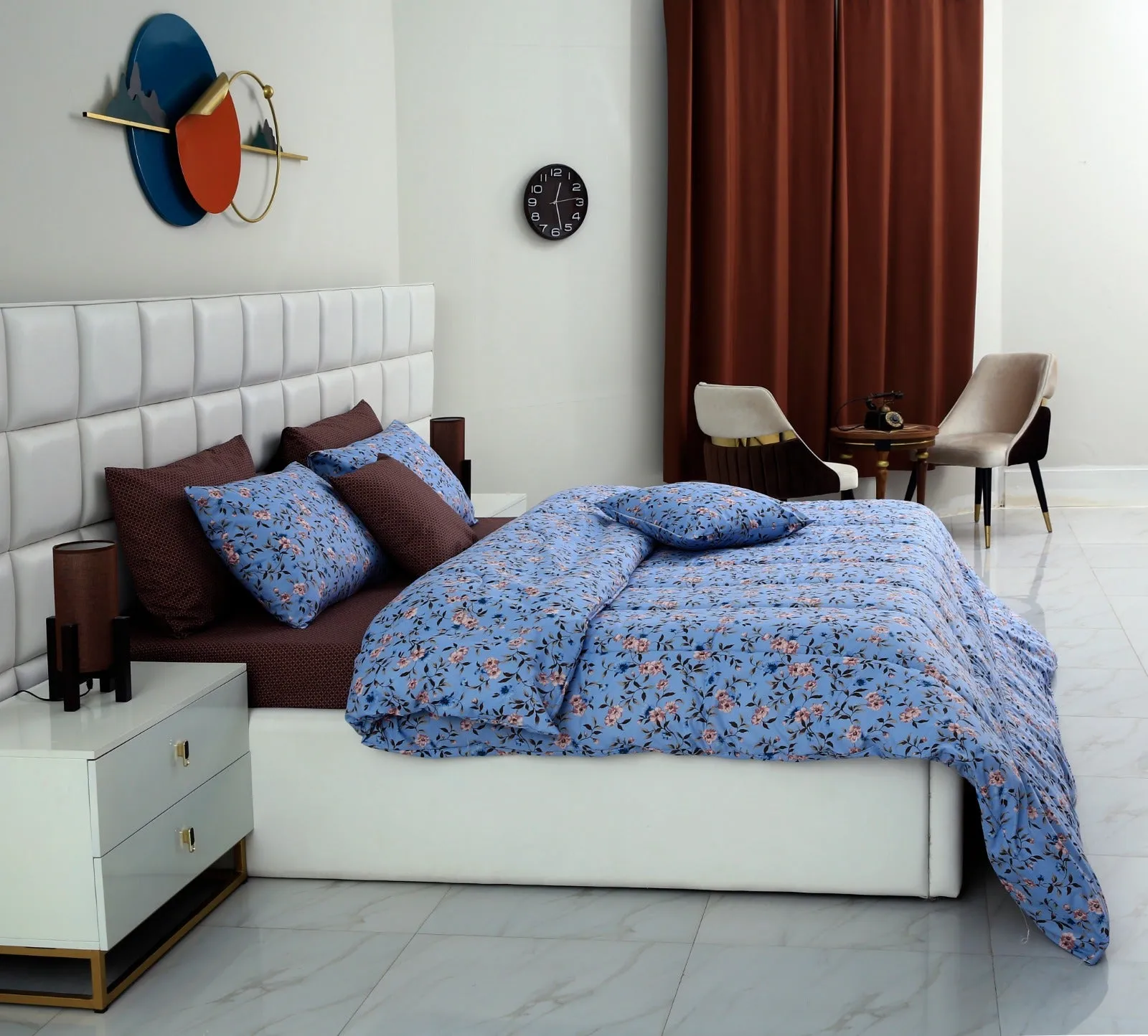 8 PCs Winter Comforter Set-Blue Patels