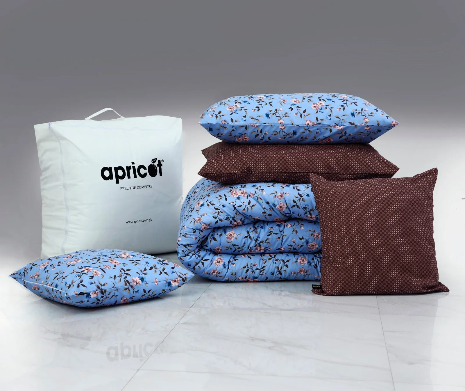 8 PCs Winter Comforter Set-Blue Patels