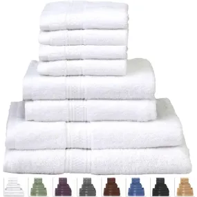 8-Piece Cotton Bath Towel Set in White with 2 Hand Towel and 4 Washcloths