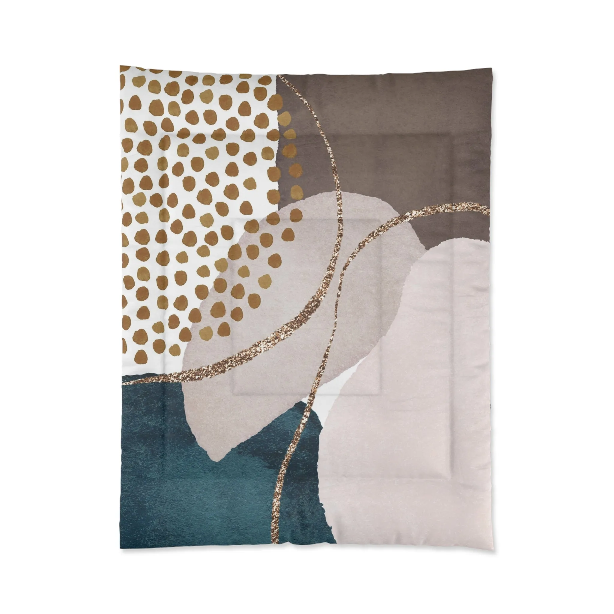 Abstract Bedding Comforter | Modern Brown Navy, Blush