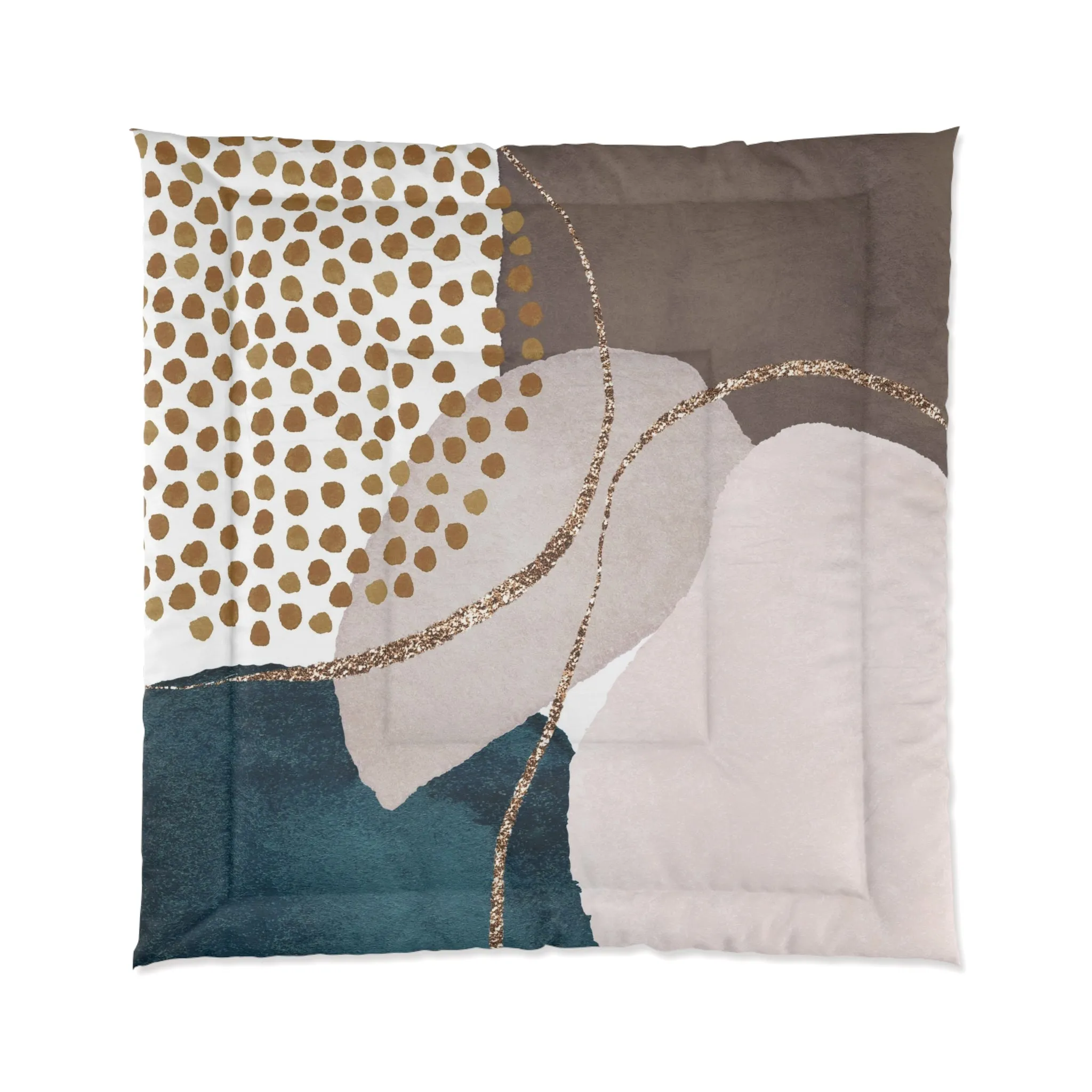 Abstract Bedding Comforter | Modern Brown Navy, Blush