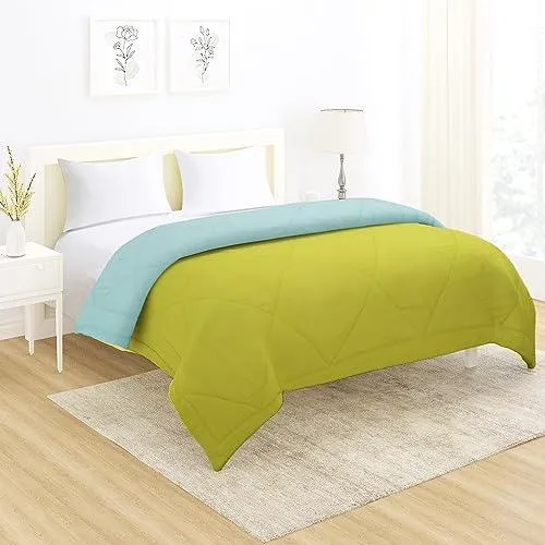 AC Comforter and Bedding Set for Double Bed, Lime Green & Sky Blue