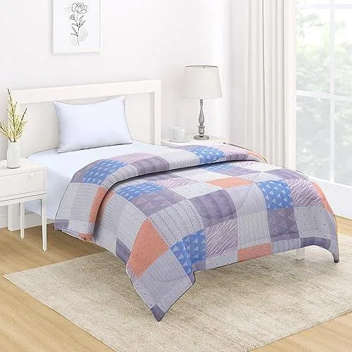 AC Comforter and Bedding Set for Single Bed, Fossil Grey Multi Pattern