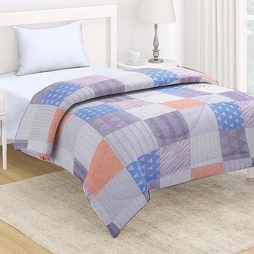 AC Comforter and Bedding Set for Single Bed, Fossil Grey Multi Pattern