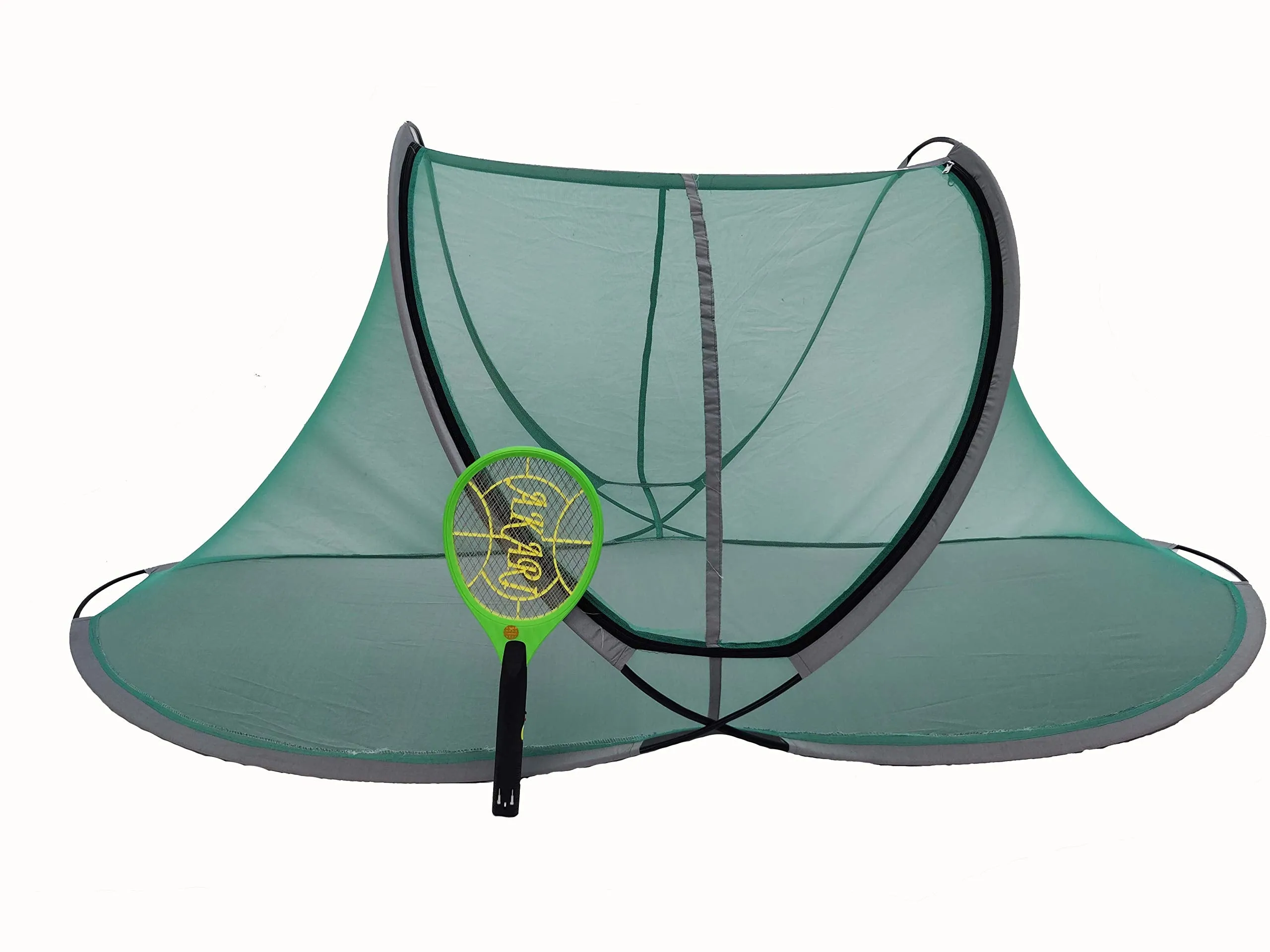 Aim Emporium Polyester Adults Single Bed Fordable Mosquito Net with Mosquito Bat Free (Green Color)