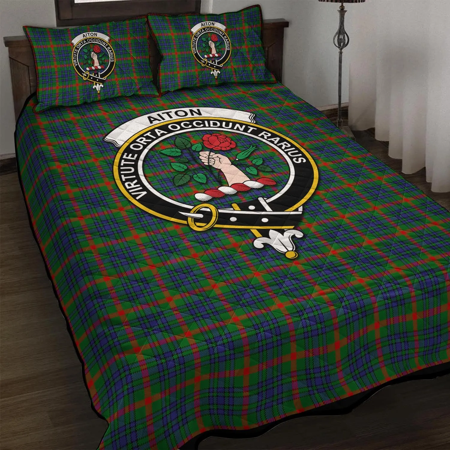 Aiton Tartan Quilt Bed Set with Family Crest