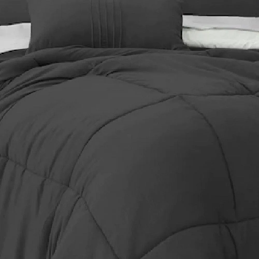 Alice 8 Piece King Comforter Set, Soft Dark Gray By The Urban Port By Casagear Home