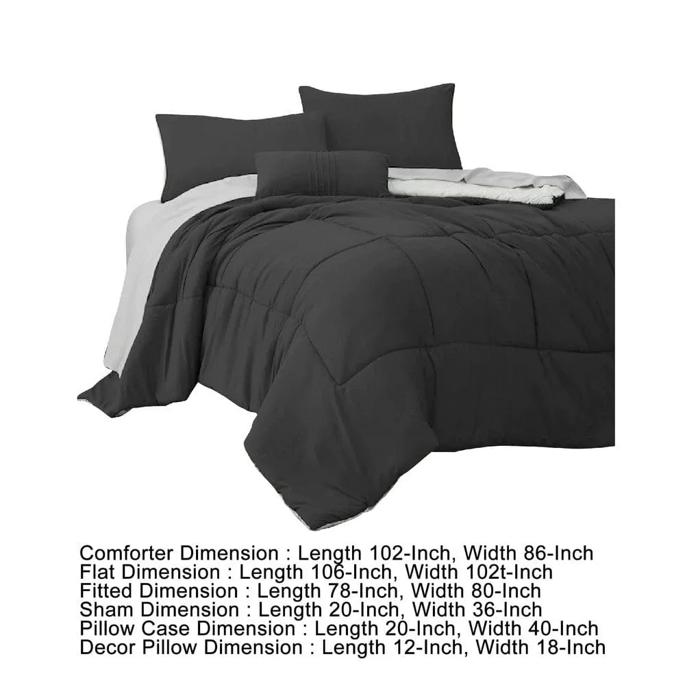 Alice 8 Piece King Comforter Set, Soft Dark Gray By The Urban Port By Casagear Home