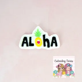 Aloha Feltie File - ITH Embroidery File - Planner Clip Embroidery File - Machine Embroidery Design - Pineapple Embroidery File