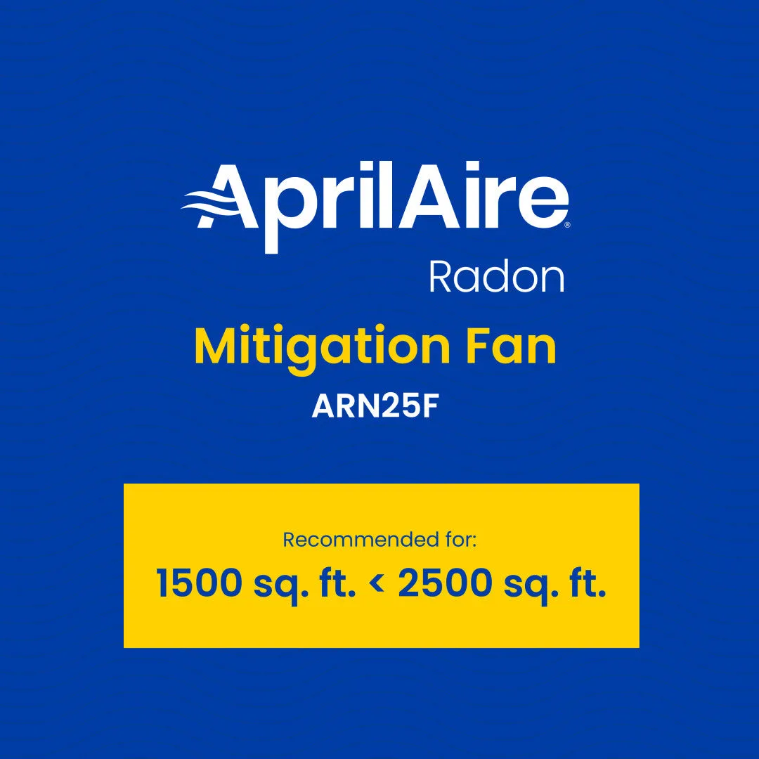 AprilAire ARN25F Radon Mitigation Fan, Basement, Crawlspace or Slab Application, Indoor/Outdoor, 1500 and 2500 Square Feet