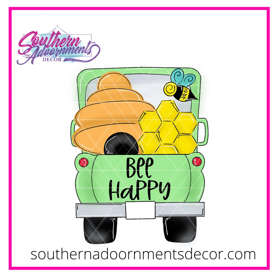 Bee Happy Truck Bed Template & Digital Cut File