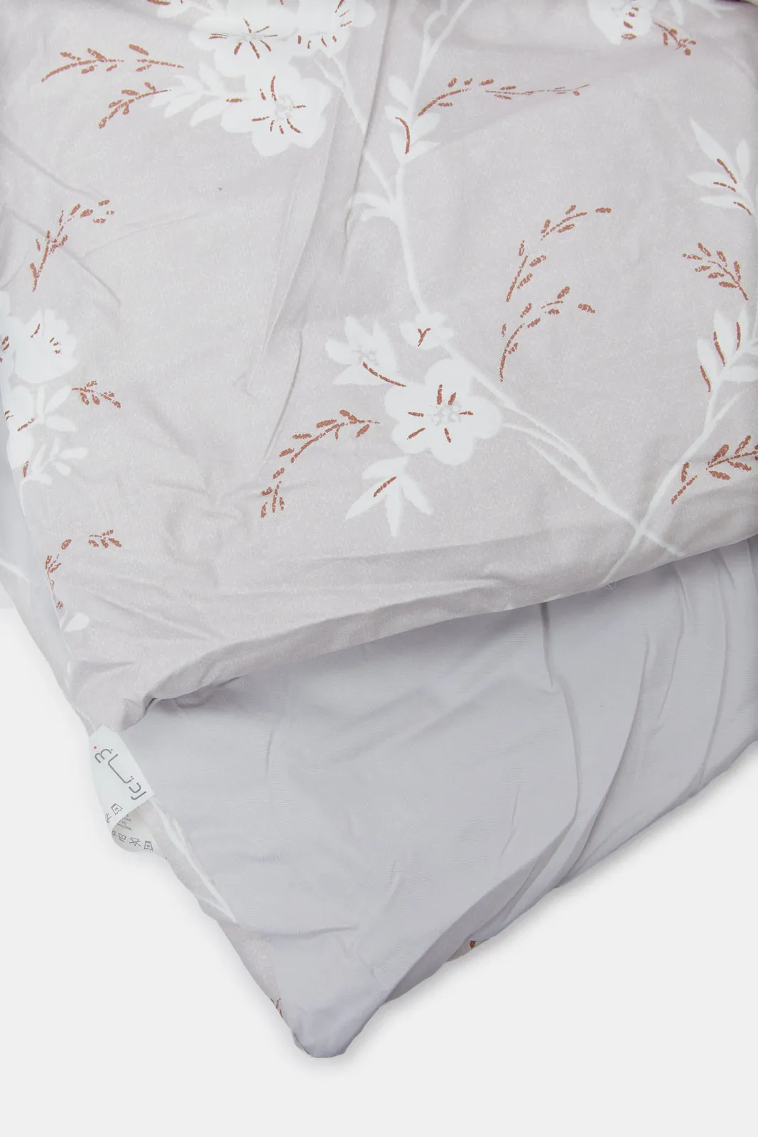 Beige 3 Piece Floral Printed Comforter Set (Single Size)