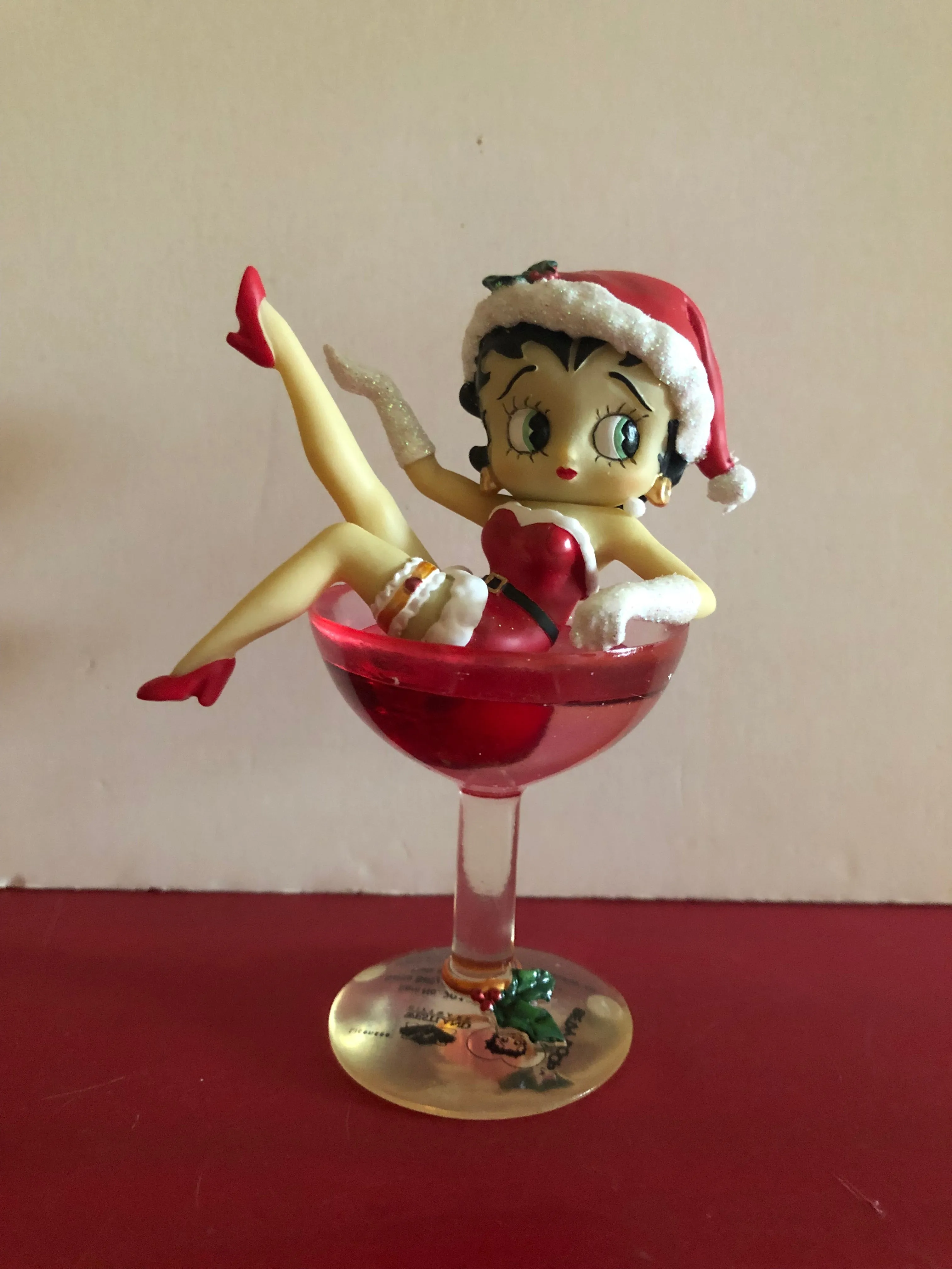 Betty Boop Santa Betty Wine Glass                                Retired Hard to Find