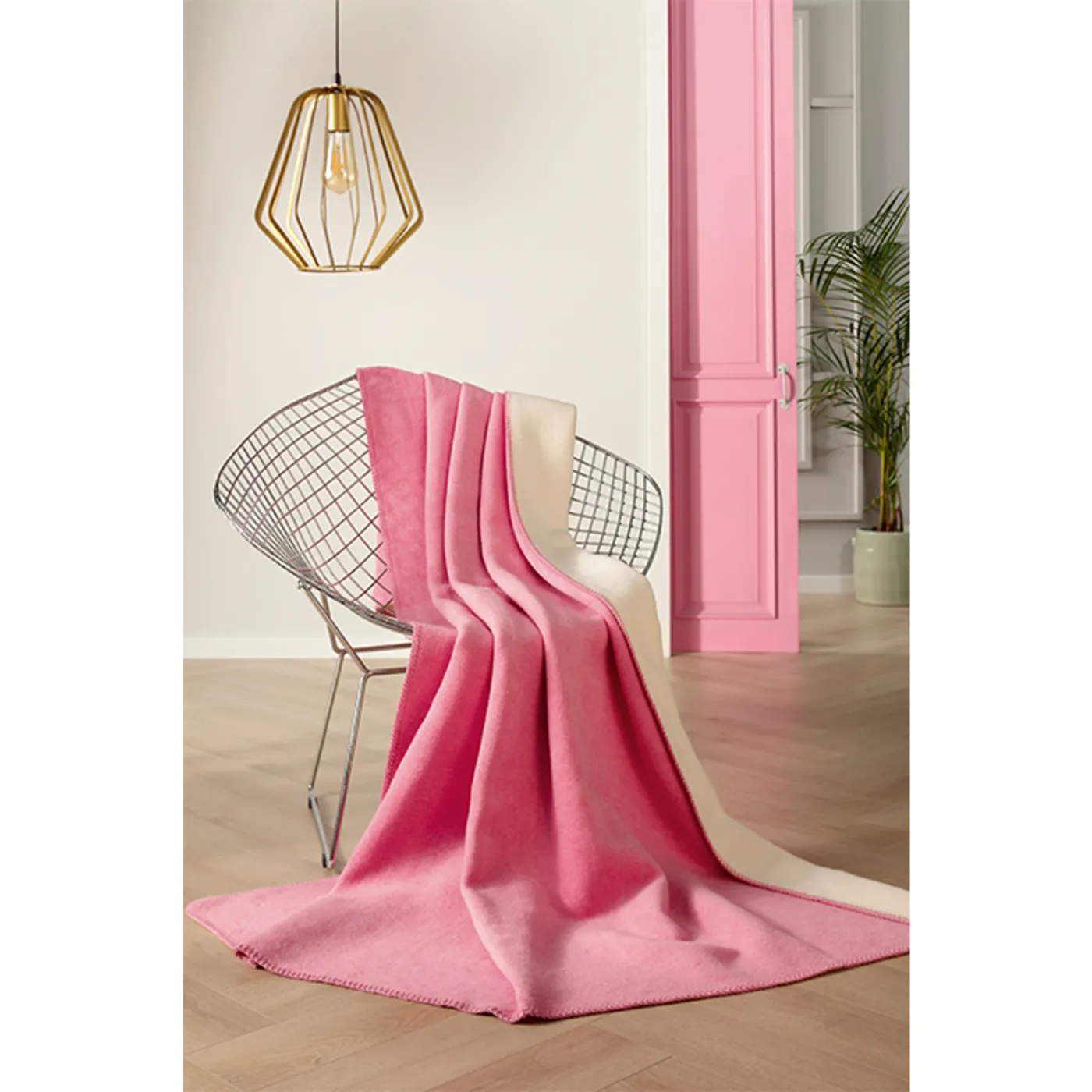 Biederlack Wohndecke Pink Ecru | 150x200