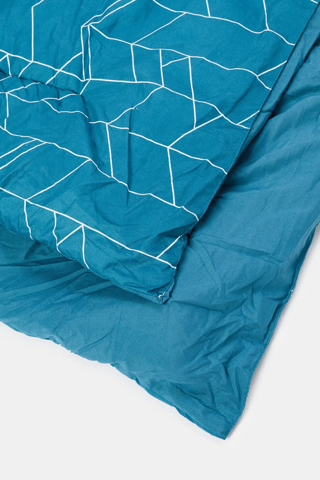 Blue Geometric Printed Comforter Set (Double Size)