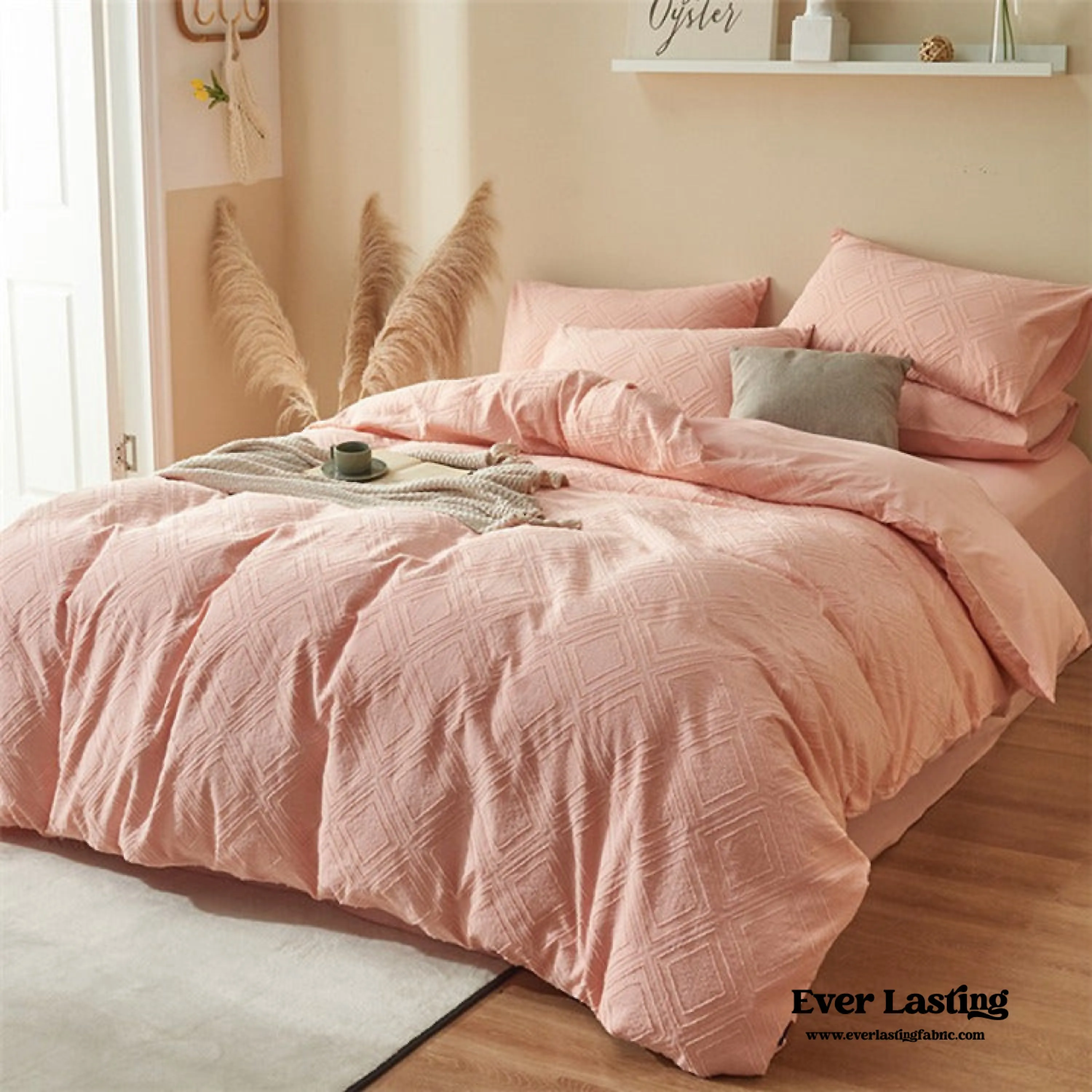 Boho Tufted Bedding Set / Pink