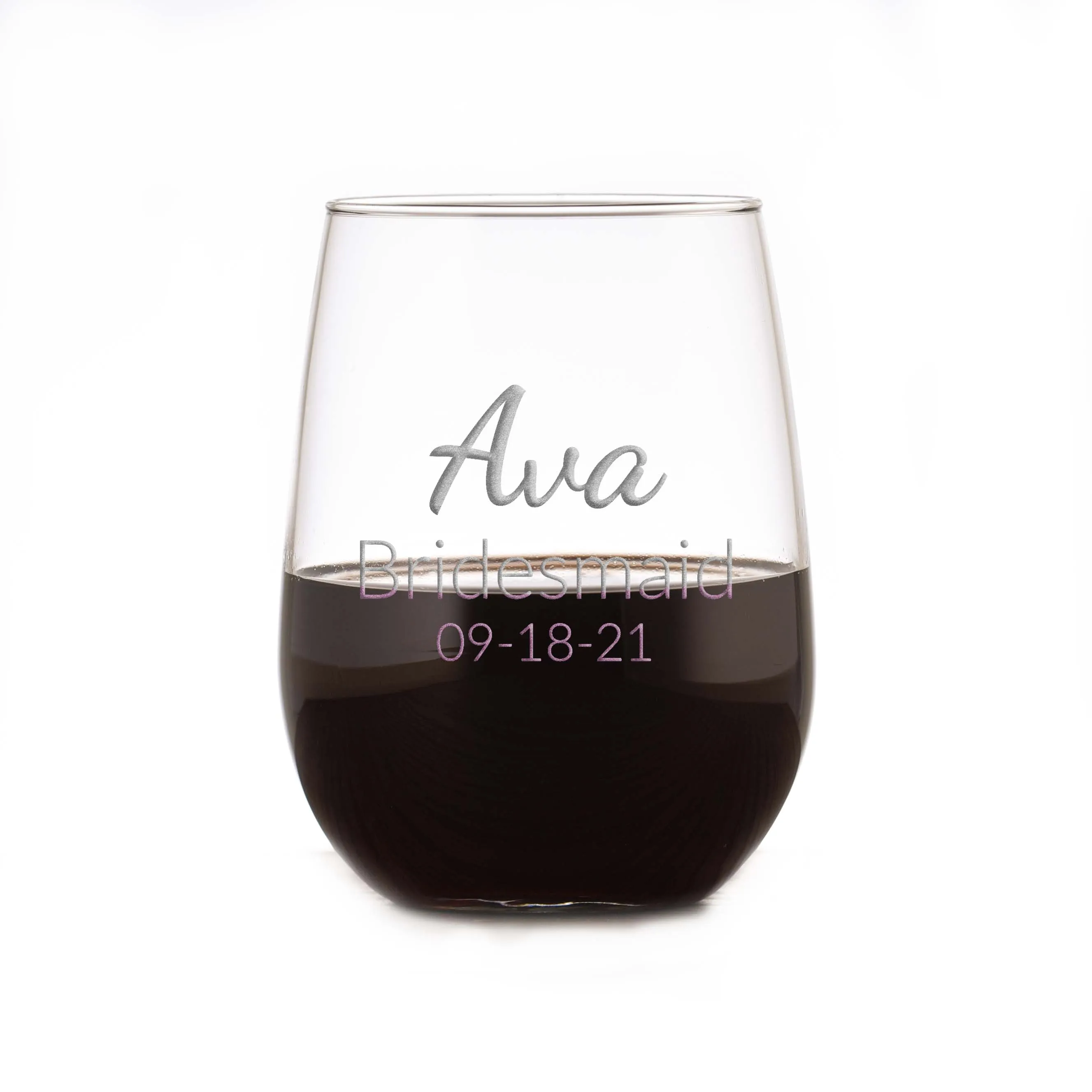 Bridesmaid Personalized Stemless Wine Glass Gift