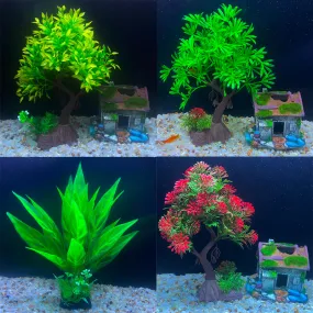 Bulk Aquarium Artificial Green Tree Plants Decoration Wholesale