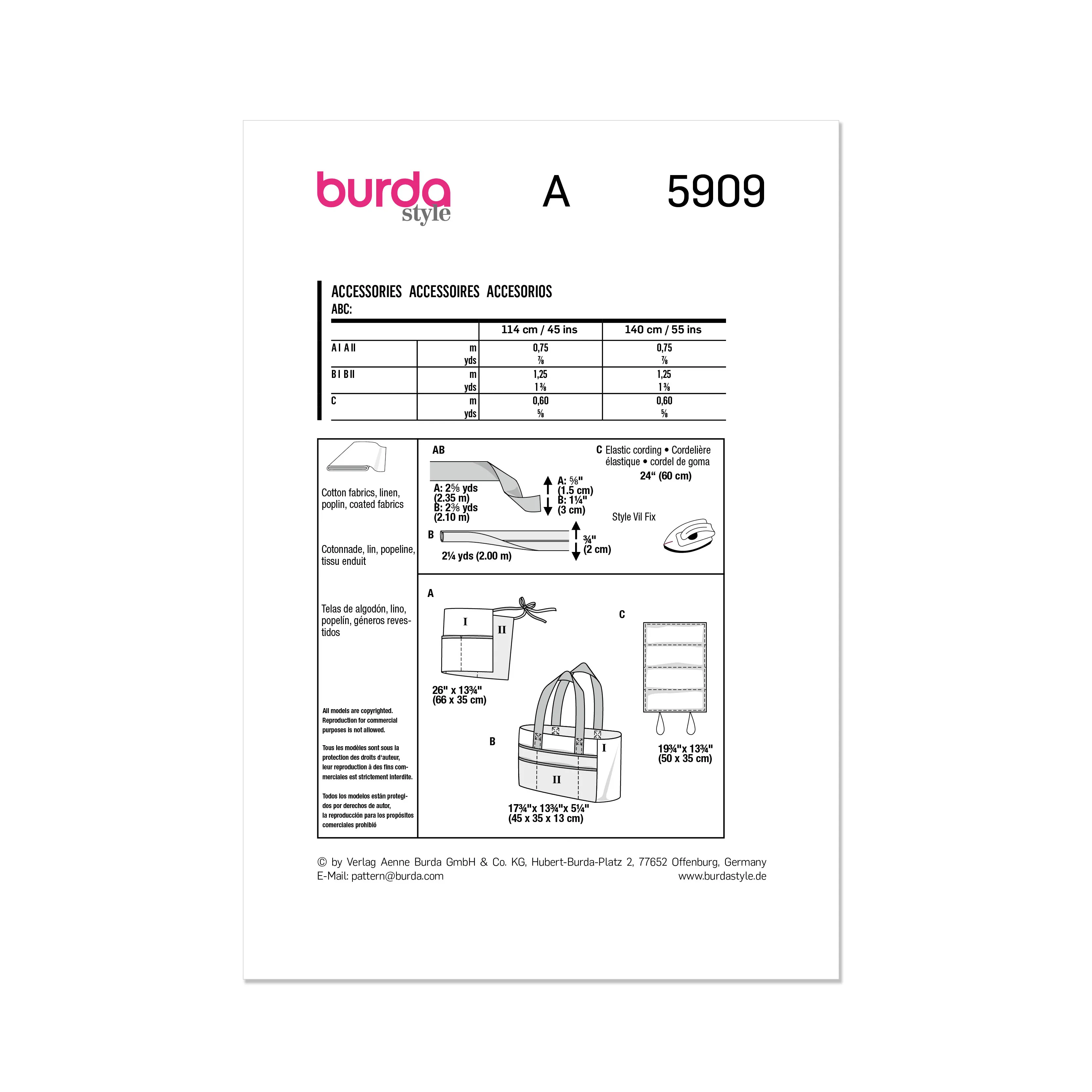 Burda Pattern 5909 Accessories