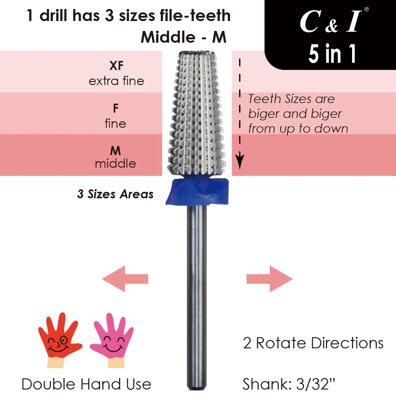 C&I Nail Drill Multi-function 5 in 1 E File Original Version Double Hand Use Professional for Nail Techs for Nail Drill Machine