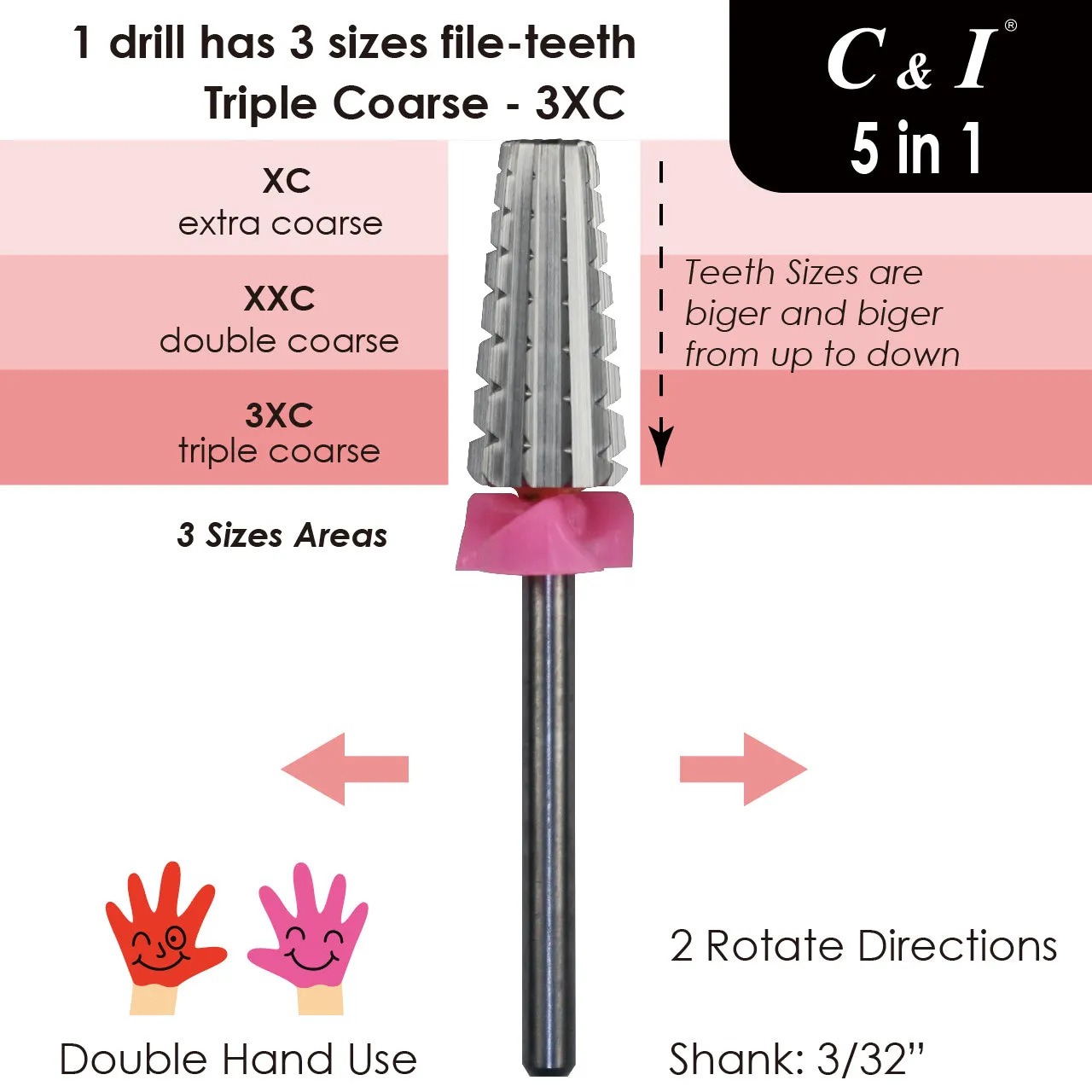 C&I Nail Drill Multi-function 5 in 1 E File Original Version Double Hand Use Professional for Nail Techs for Nail Drill Machine