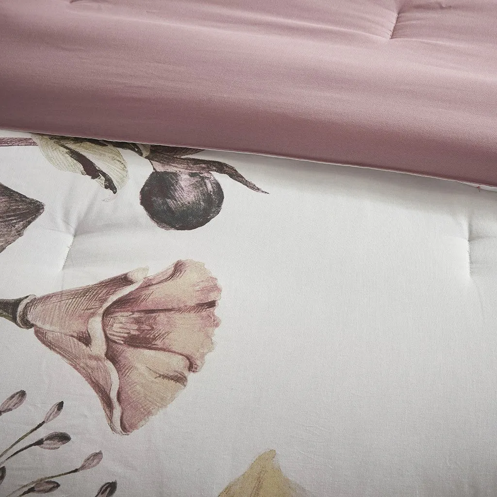 Cassandra 8 Piece Cotton Printed Comforter Set - Blush