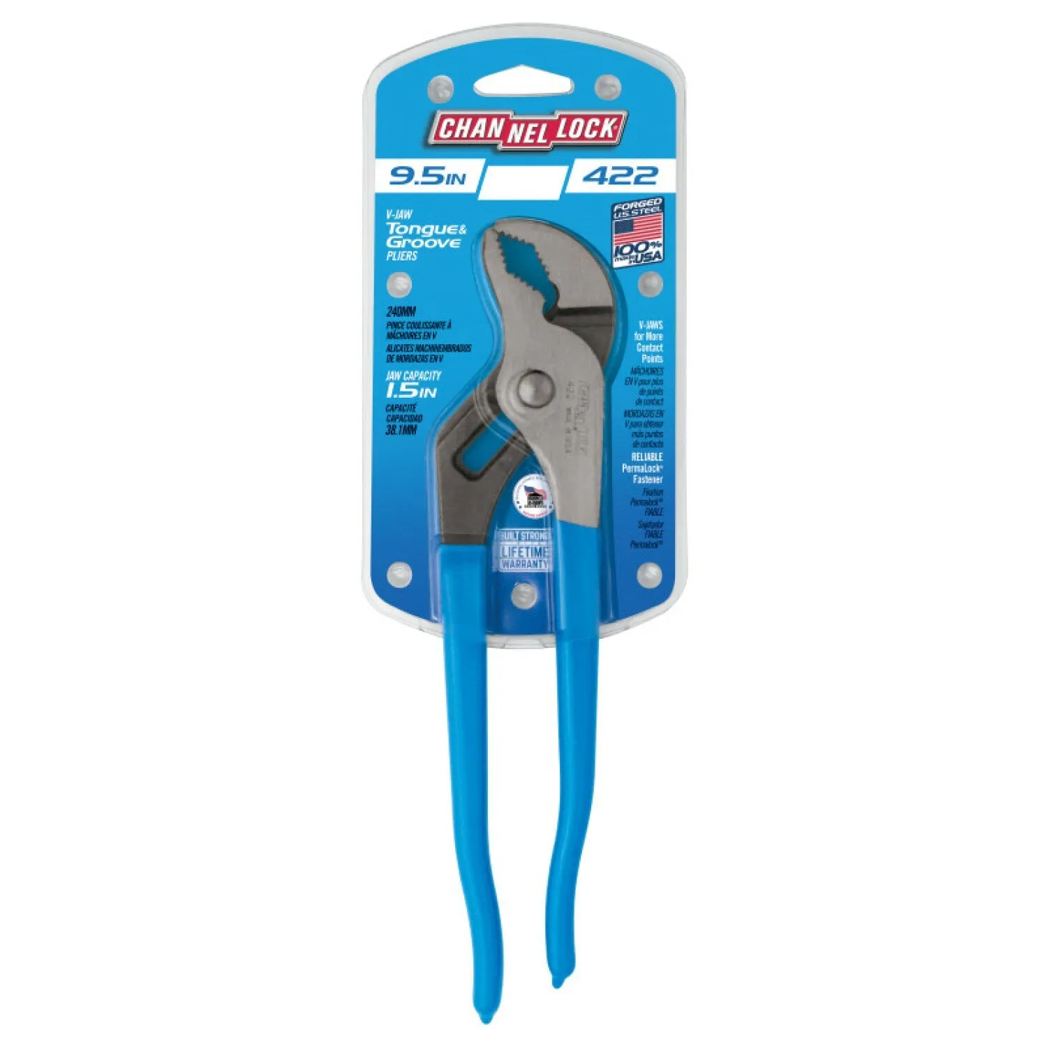 Channellock 422 9.5-Inch V-Jaw Tongue & Groove Pliers