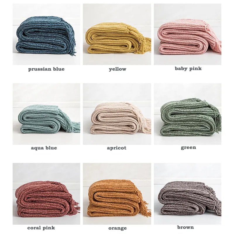 Chenille Tassel 9-Color Throw