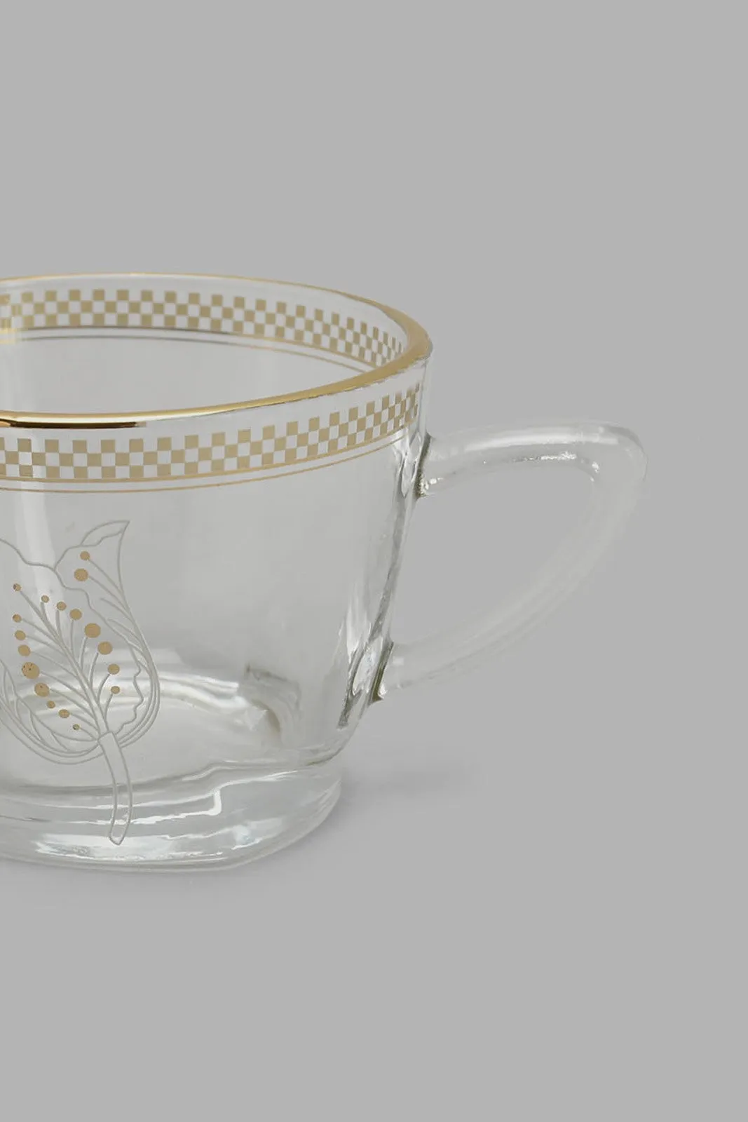 Clear Glass Floral Tea Cup And Ceramic Saucer