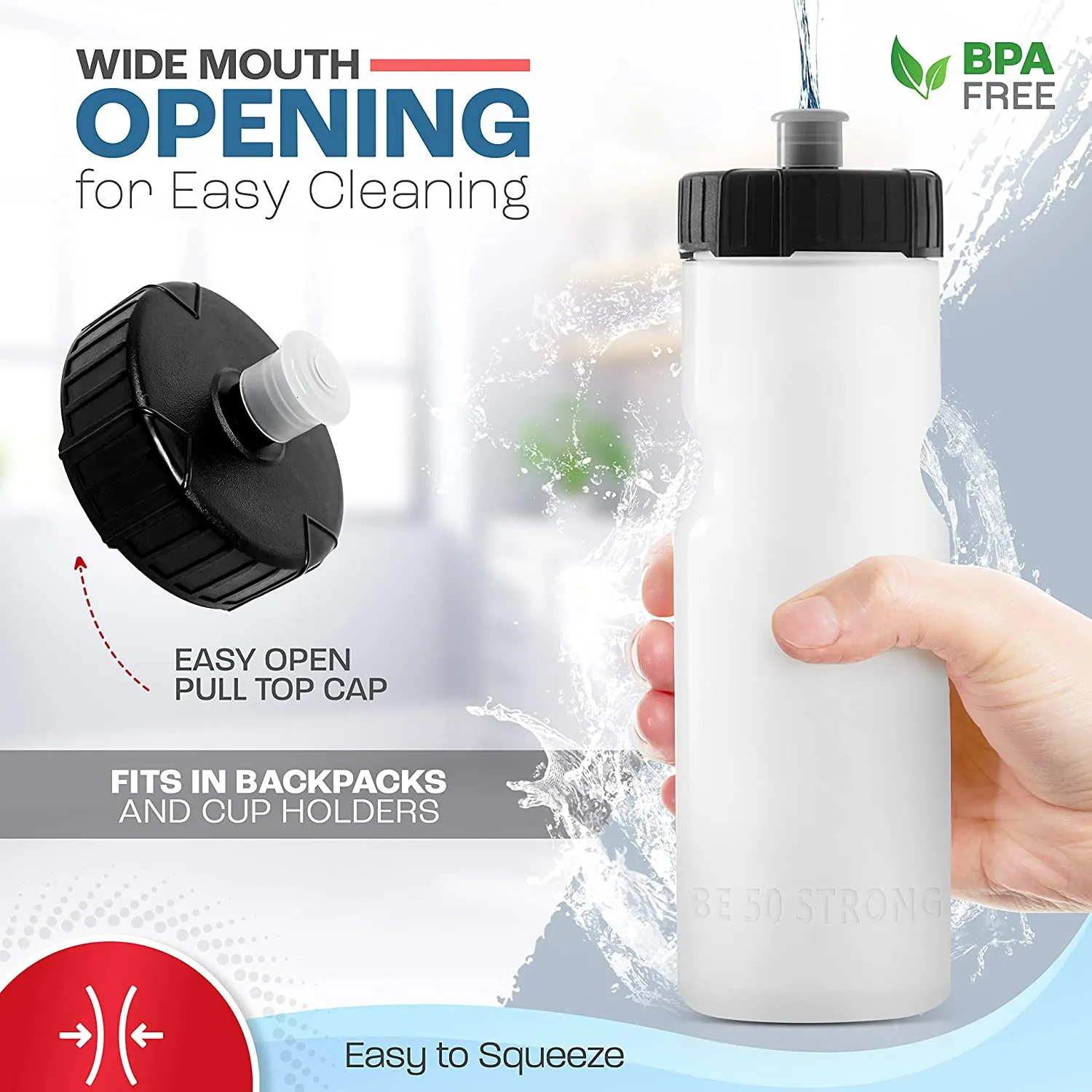 Clear H2O Water Bottle drink Cup -Live4Bikes