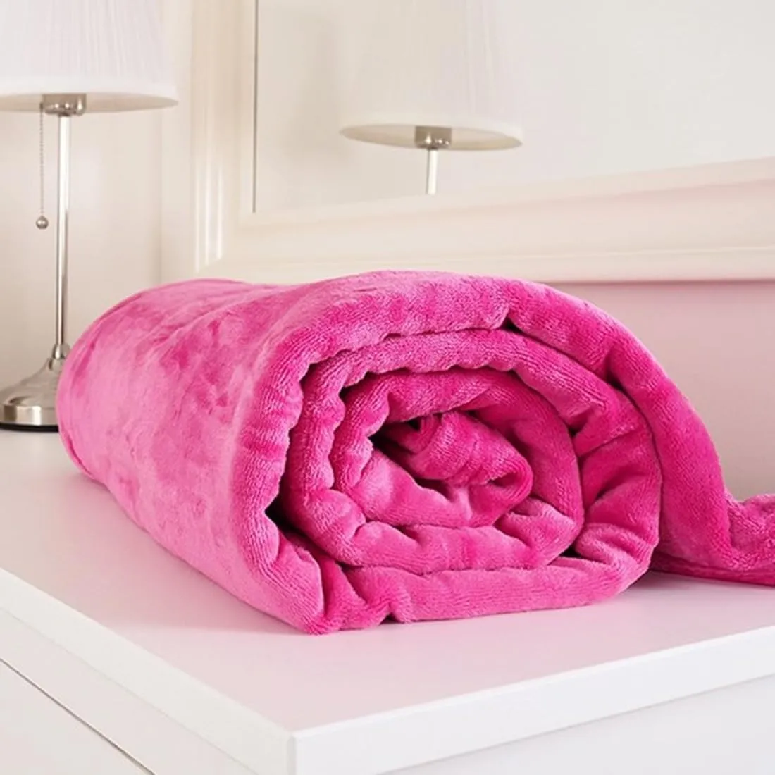 COMFORT PLANET 500 TC Mink Floral Embossed Super Soft Heavy Bed Velvet for Winter Blanket Quilt Rajai (Pink, Single Bed - 85x60 Inch)