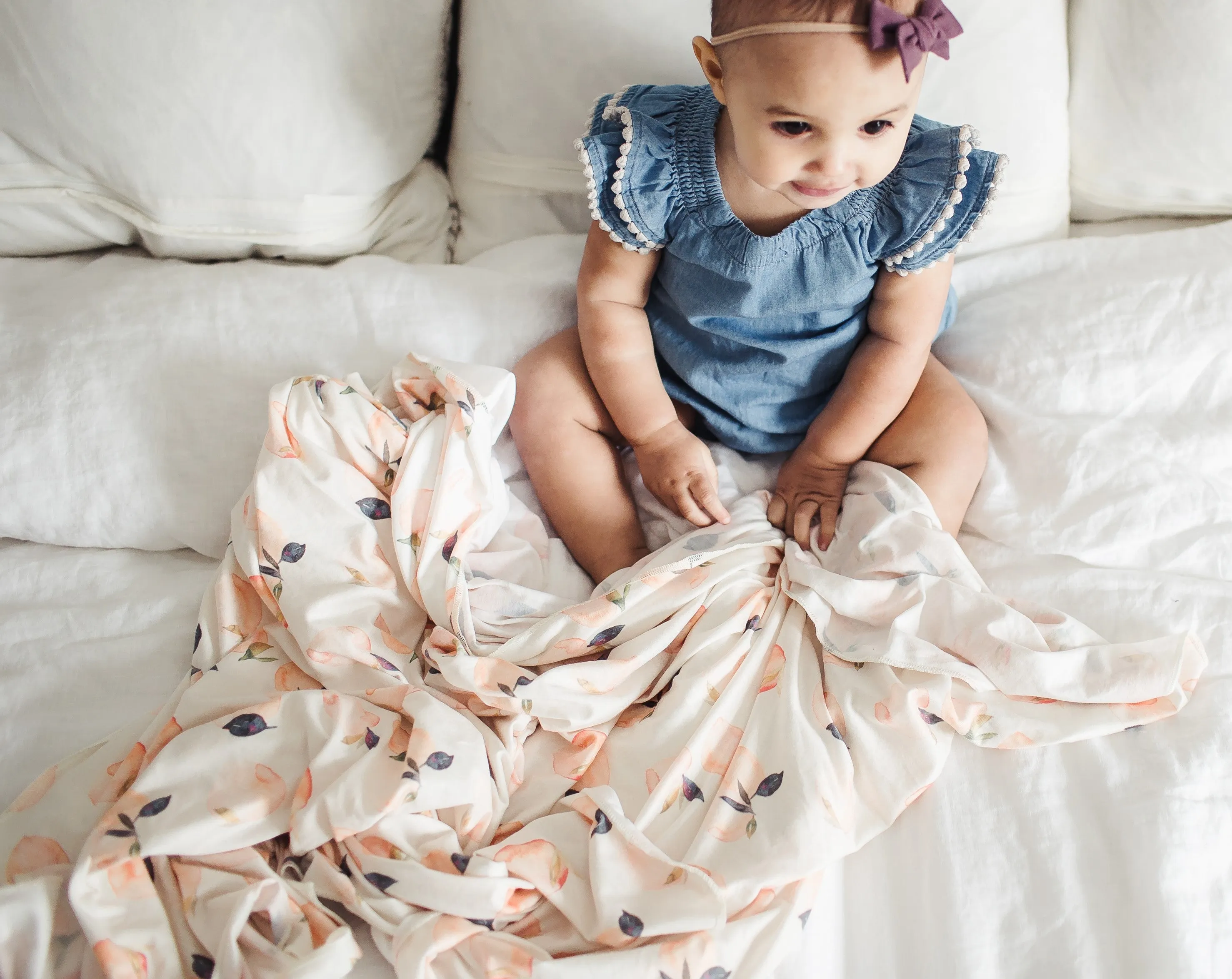 Copper Pearl Caroline (Peaches) Knit Swaddle Blanket