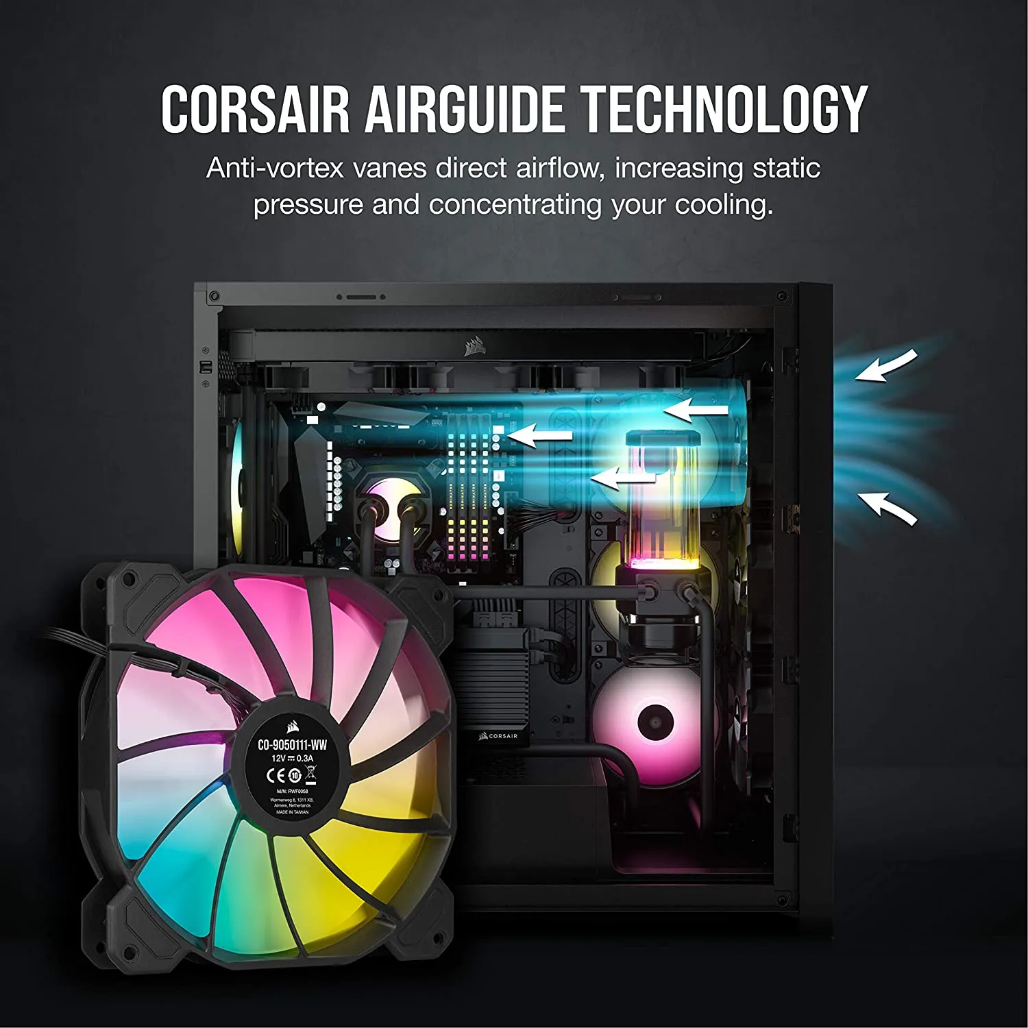 Corsair iCUE SP140 ELITE Performance 14cm PWM RGB Case Fan, 8 ARGB LEDs, Hydraulic Bearing, Single Fan Expansion Pack, 140mm Case Fan