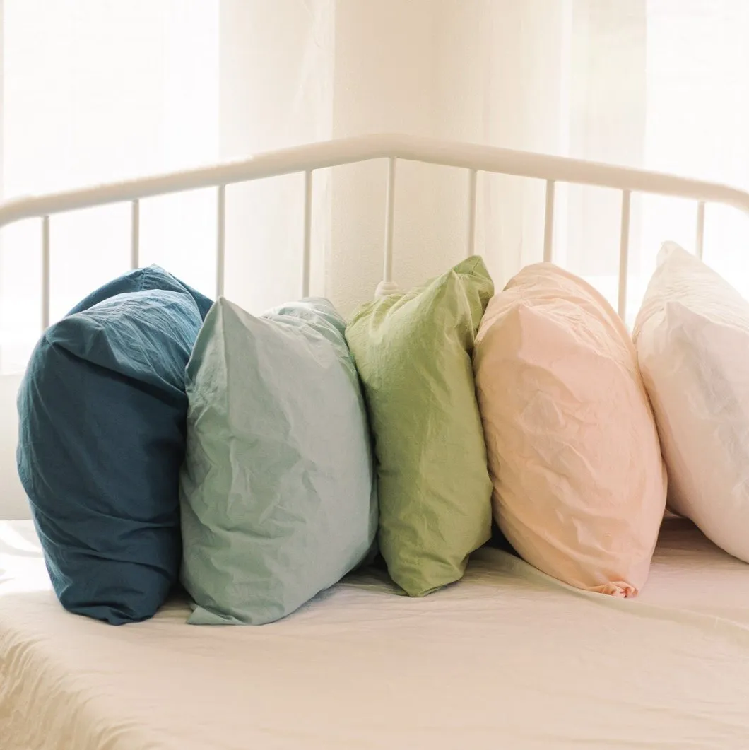 Crinkle Percale Organic Cotton Sheet Set   Pillowcases