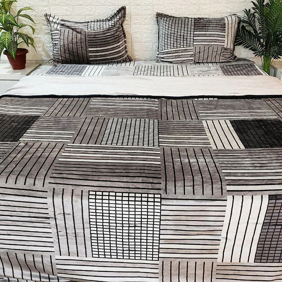 Cross Pattern Warm Duvet Cover Set