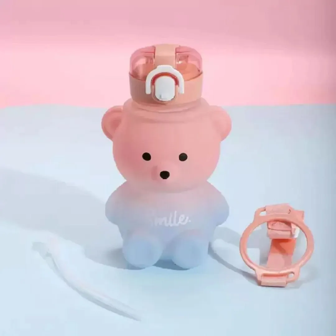 Cute Teddy Water Bottle For Kids with 800 ml Sipper  [Dual Shade]