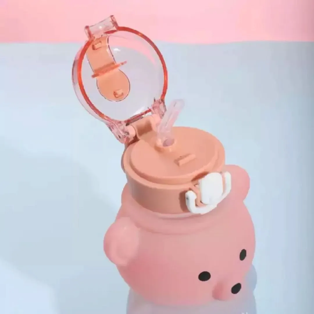 Cute Teddy Water Bottle For Kids with 800 ml Sipper  [Dual Shade]