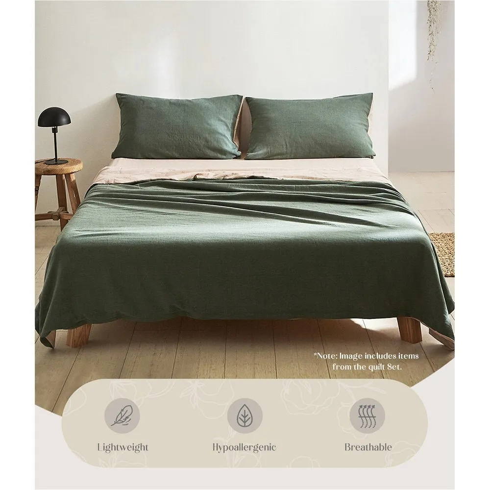 Deluxe Sheet Set Cotton Sheets King Green Beige