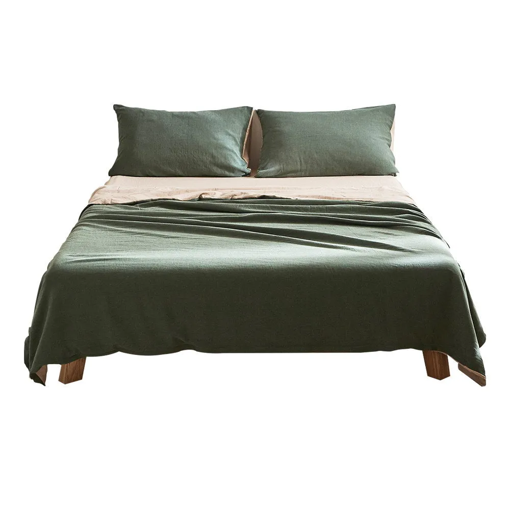 Deluxe Sheet Set Cotton Sheets King Green Beige