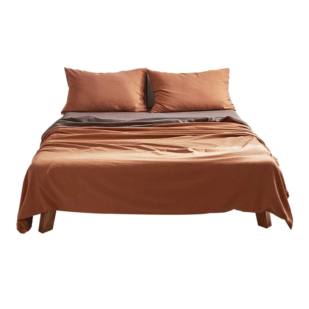 Deluxe Sheet Set Cotton Sheets Single Orange Brown